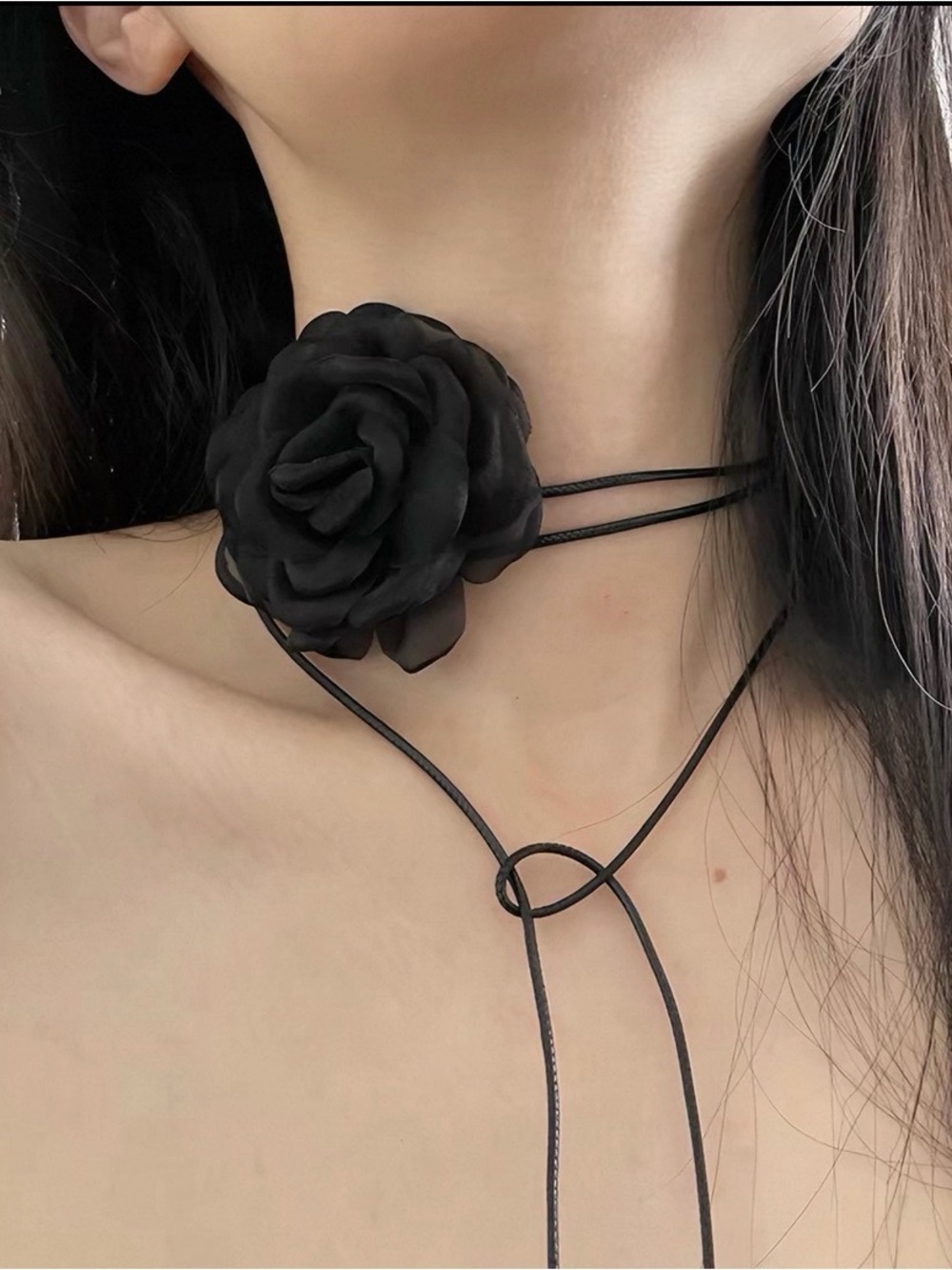Black Rose Wrap Choker Necklace - Women Jewelry